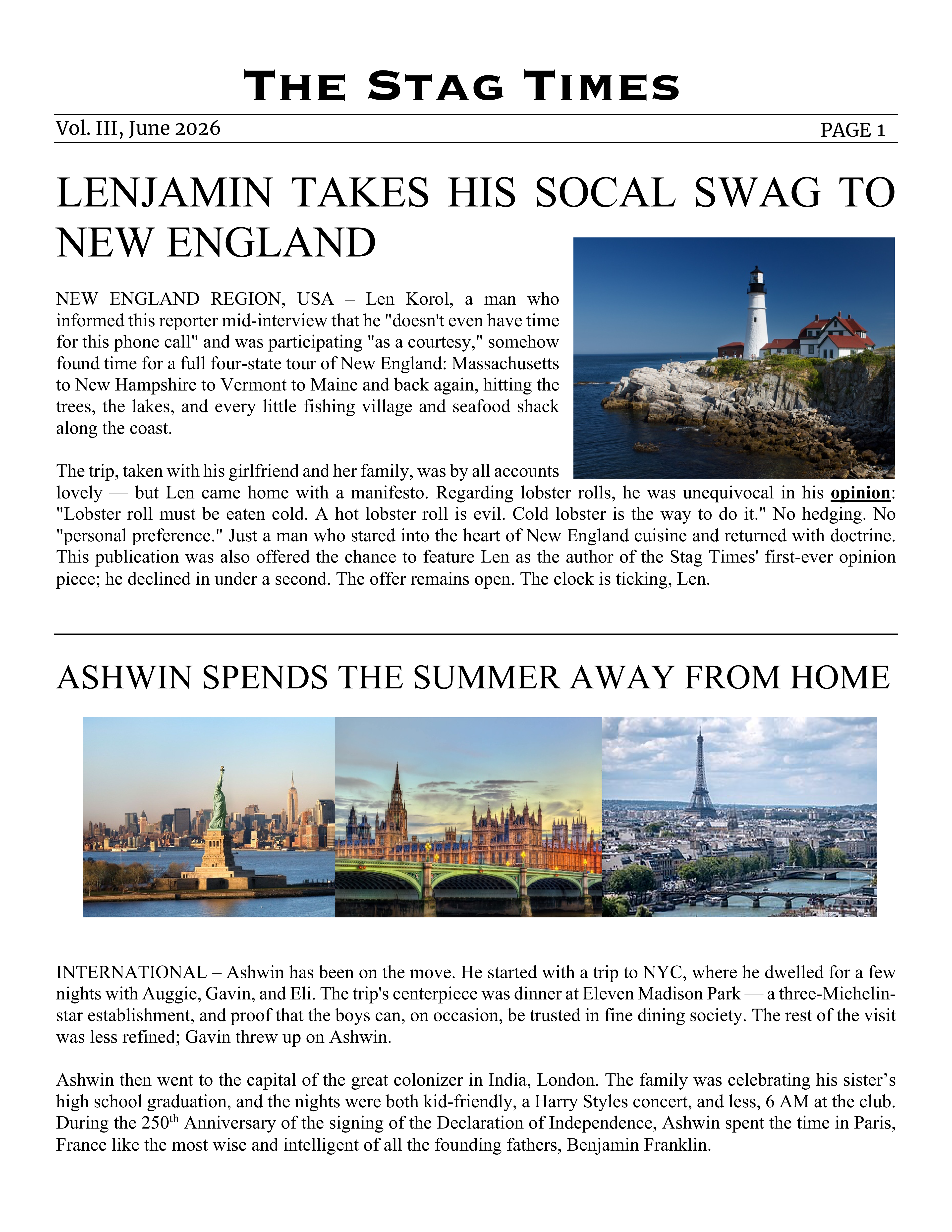 The Stag Times June 2026 page 2