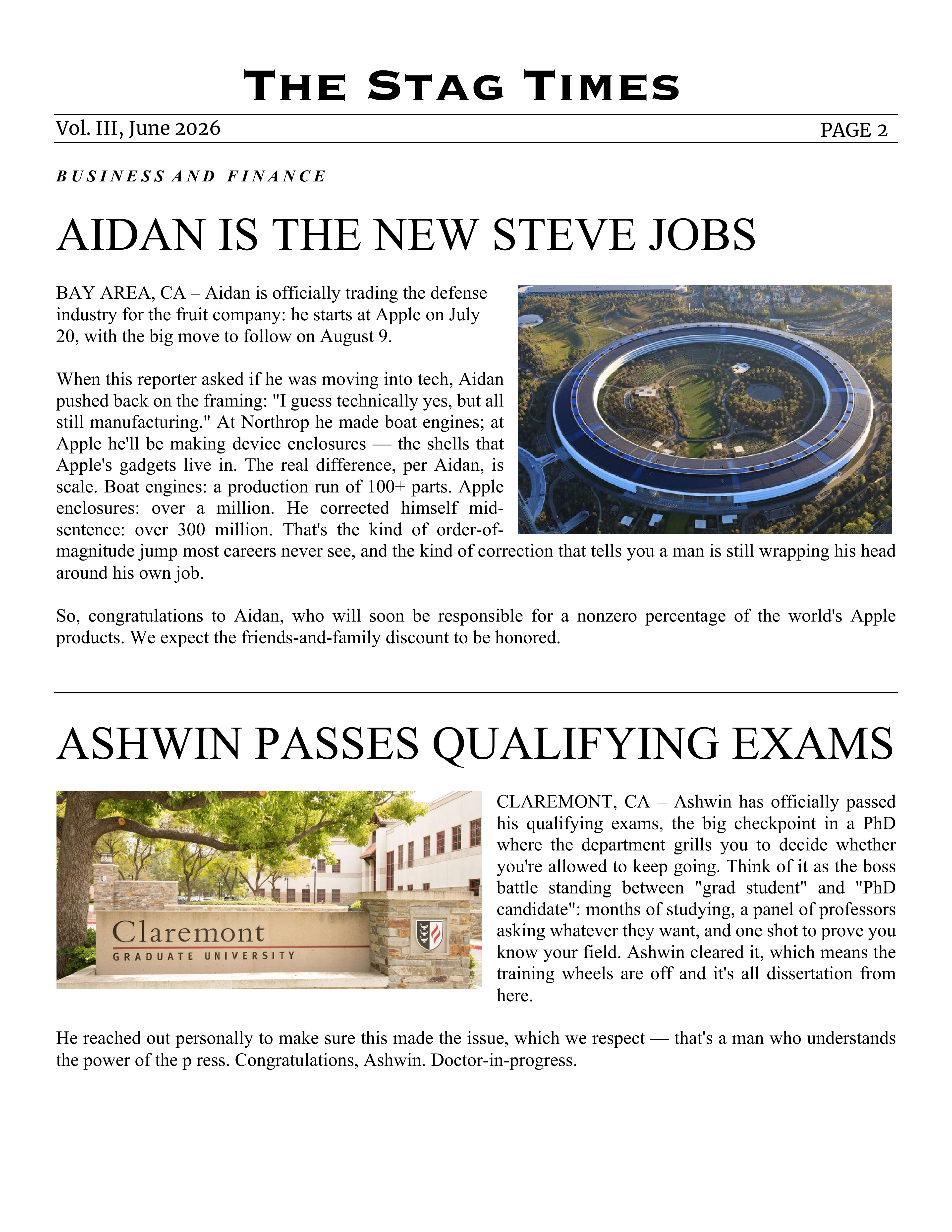 The Stag Times June 2026 page 3